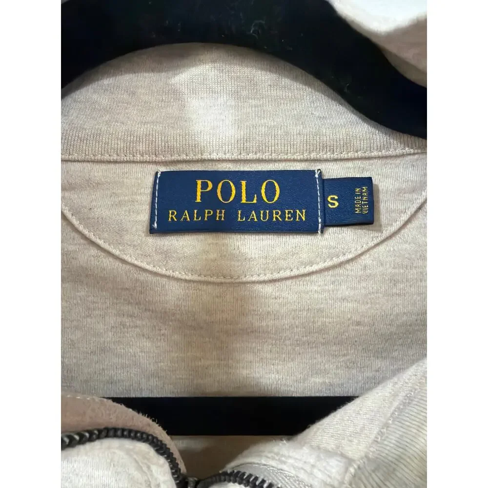 Mens Polo Ralph Lauren Brown Beige Quarter 1/4 Zip Pullover Sweater